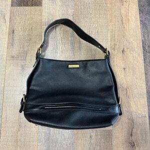 Adrienne Vittadini large black faux leather  Shoulder Bag with gold hardware